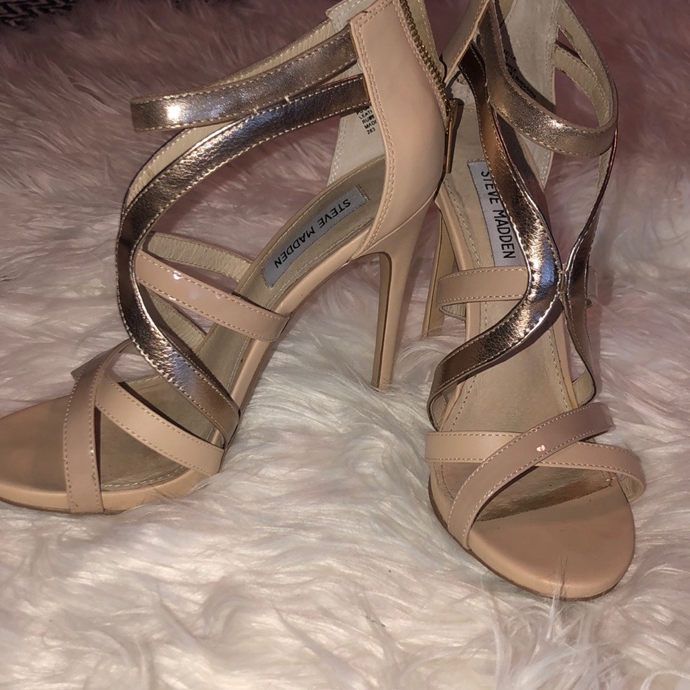 Gold and Nude/Blush Steve Madden heels!